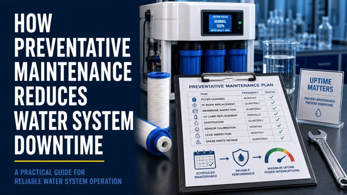Infographic depicting How Preventative Maintenance Reduces Water System Downtime