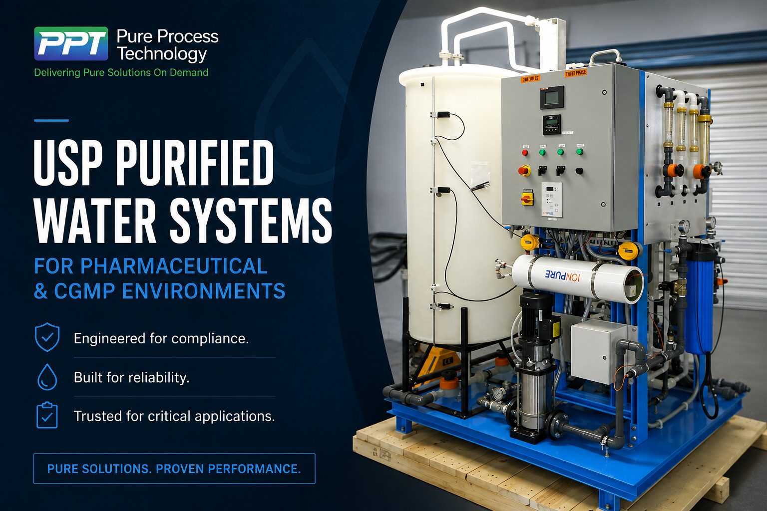 USP Purified Water System for Parhmaceutical and cGMP Environments cover graphic