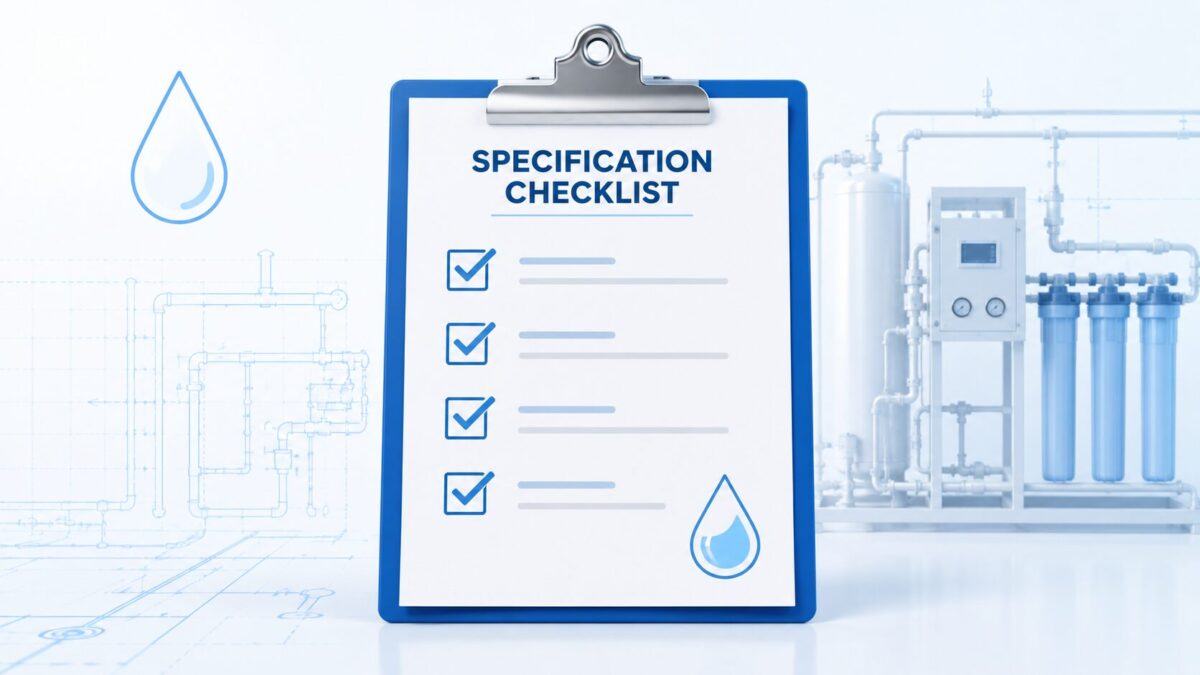 graphic depicting a lab water specification checklist for engineers