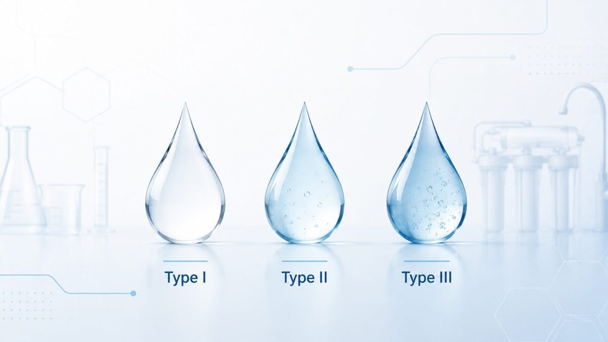 graphic explaining lab water purification types