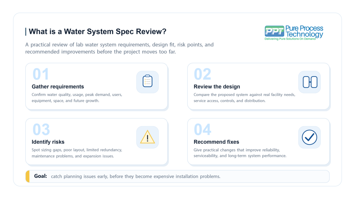 Infographic describing what a water system spec review is