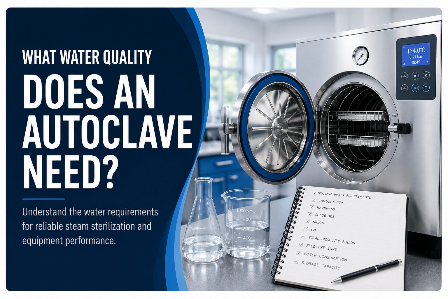 Infographic depicting checklist for autoclave water quality